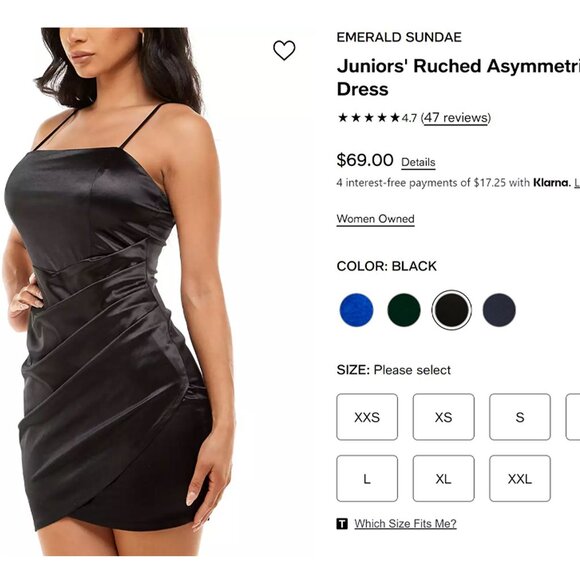 Emerald Sundae Juniors' Ruched Asymmetric Bodycon -NWT-Size Juniors' Large - Picture 6 of 6